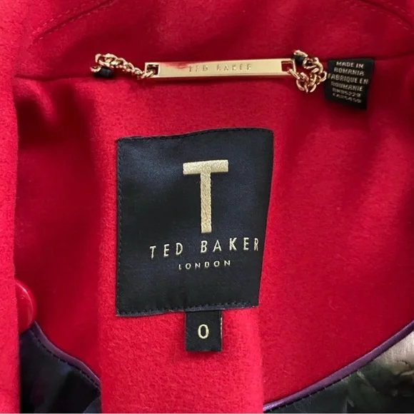 Ted Baker Rosess Wool Wrap Short Coat in Red - Picture 3 of 4